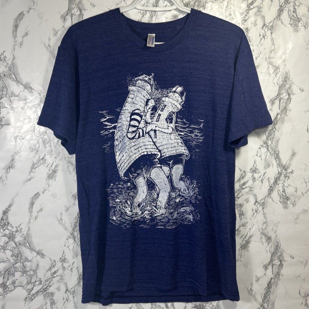 vtg y2k AMERICAN APPAREL 50/25/25 rayon blend Dancing Lighthouse track tshirt L